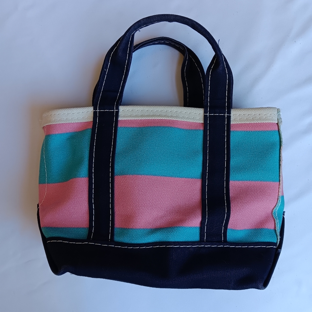Mini LL Bean Boat And Tote Pink Blue Pre-owned